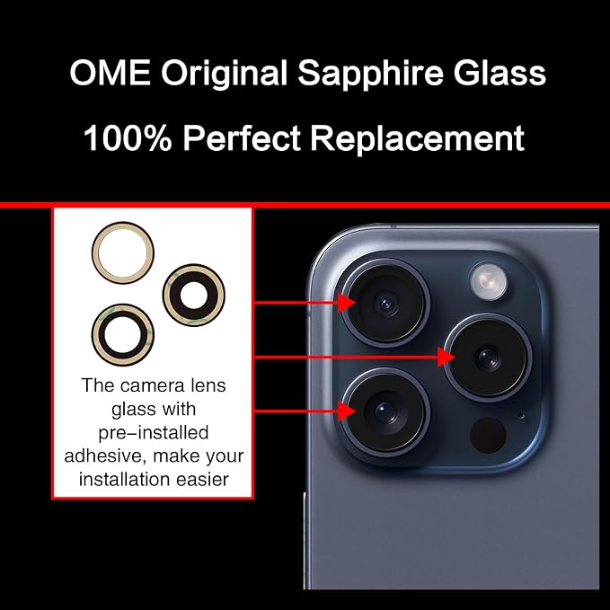 2 PCS for ASDAWN Back Rear Camera Lens Glass Replacement for iPhone 15 Pro 6.1 Inches with Pre-Installed Adhesive, ASDAWN Back Camera Lens Glass kit with Installation Manual + Repair Tool Set - Image 4