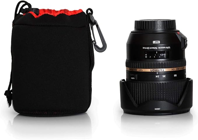 Medium Neoprene Lens Bag Protective Water and Weather Resistant Shock Drop and Scratch Armor Pouch Sleeve Case with Plush Interior, Black - Image 2