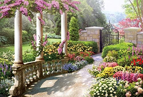 12x10ft Spring Beautiful Garden Photography Backdrop Vintage Garden Architecture Pillars Blooming Flowers Background Outdoor Wedding Portraits Photo Studio Props Wallpaper - Image 4