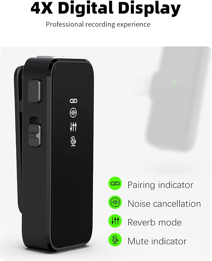 Rythflo Wireless Lavalier Microphone for iPhone 17/16/15 & Android, USB-C | 18H Battery Life, Noise Cancellation, 100ft Transmission Range, USB-C Wireless Lapel Microphone for Video Recording, Vlogging - Image 4