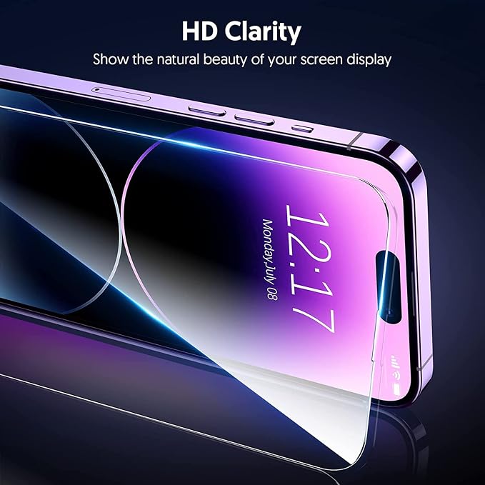 Fotbor for [3+3 Pack] iPhone 14 Pro Screen Protector with Camera Lens Protector, 9H Shatterproof Tempered Glass Film with Easy Installation Frame, HD Clear Sensitive Full Coverage 6.1 Inch - Image 5
