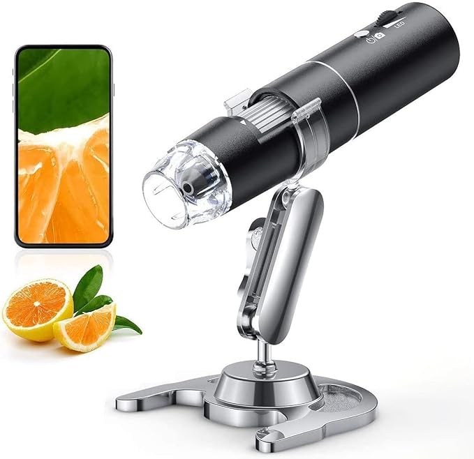 Wireless Digital Microscope, Skybasic 50X-1000X Magnification WiFi Portable Handheld Microscopes with Adjustable Stand HD USB Microscope Camera Compatible with iPhone Android iPad Windows Mac Computer by HOME
