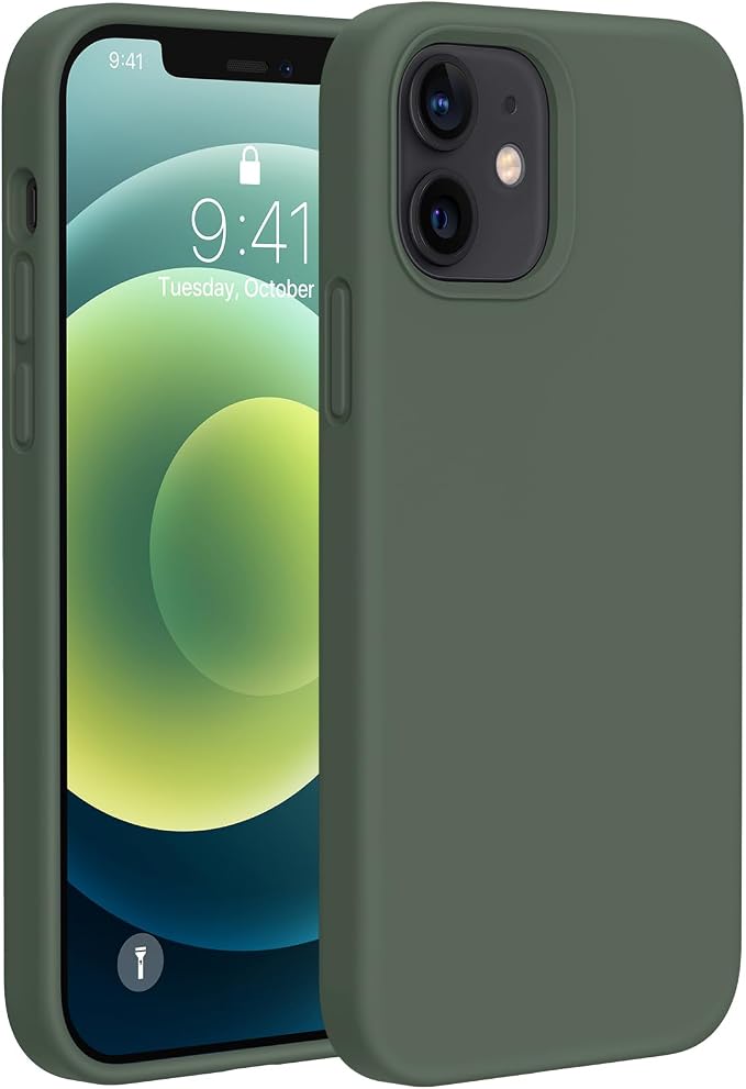 Miracase Silicone for iPhone 12 Case and iPhone 12 Pro Case, Dark Green | Liquid Silicone Gel Rubber Shockproof Drop Protection Phone Case for iPhone 12/12 Pro 6.1 inch by Miracase