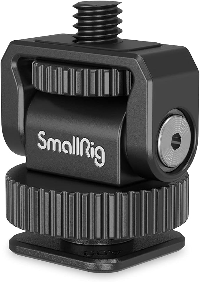 SmallRig Mini Ball Head Cold Shoe Mount Adapter with 1/4"-20 Thread - 3577 | 1/4" Thread to Cold Shoe Adapter, Ball Head for Angle Adjustment, Mounts on Camera/Phone Cage for LED Light by SmallRig