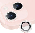 for iPhone 13/13 Mini Camera Lens Protector Bling Diamond, Pink | Individual Metal, 9H Hardness, Scratch Resistant, Shockproof, Drop Protection, Case Friendly, Stylish Accessories by Xfilm
