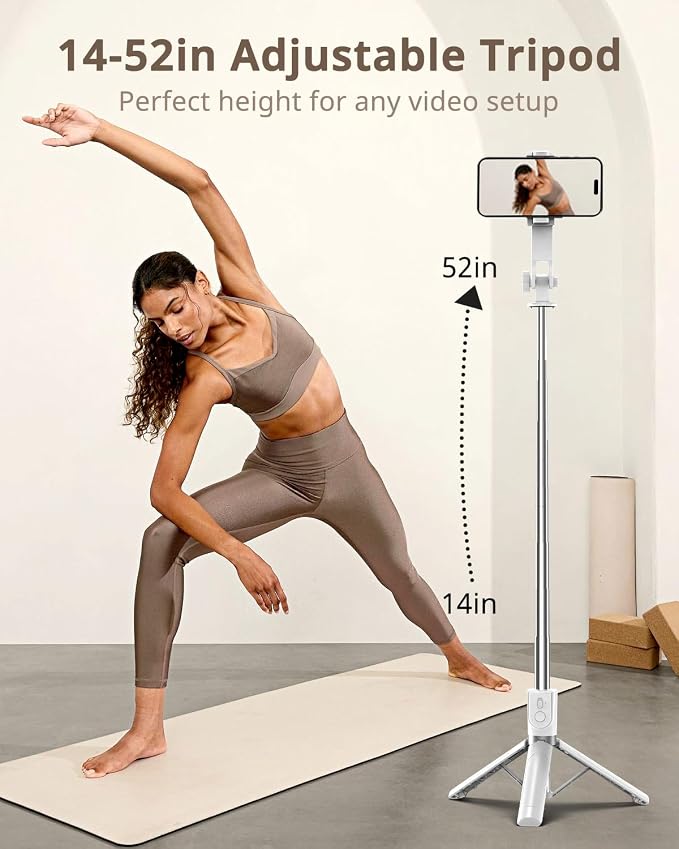 UBeesize Selfie Stick Tripod for iPhone and Android, 52'' Extendable Phone Tripod Stand with Remote, Portable Selfie Sticks with Phone Holder for Video Recording & Travel - Image 2
