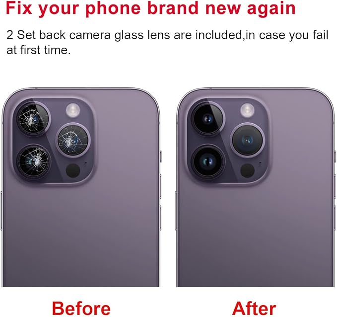 2 Set OEM Back Rear Camera Lens Glass Replacement for iPhone 14 Pro and iPhone 14 Pro Max with Reparing Toolkit - Image 5