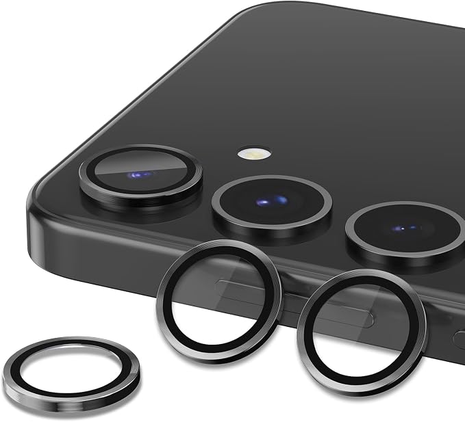 for Samsung Galaxy S25 Camera Lens Protector, Individual Metal Ring Tempered Glass Lens Cover, [Strong Adsorption] Scratch Resistant Ultra-Thin HD Clear Lens Cover, 1 Set-Black - Image 2