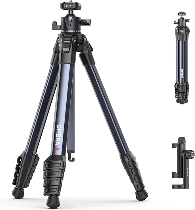 ULANZI Ombra ⅡCamera Tripod 61.5 Inch, 360° Ball Head Travel Tripod Stand with Uka Quick Release Plate for DSLR Sony Canon Fujifilm Camera Smartphone Vlogging Photography with Phone Mount Carry Bag by ulanzi
