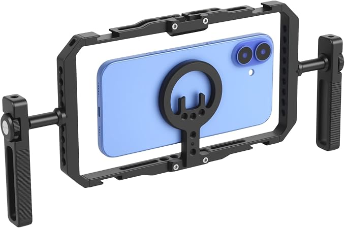 UTEBIT Quick Release Phone Cage, Smartphone Video Rig Kit with Handles | Aluminum Handheld Filmmaking Vlogging Case Stabilizer for Videomaker, for iPhone 17/16/15, for Android Phones, Samsung by UTEBIT