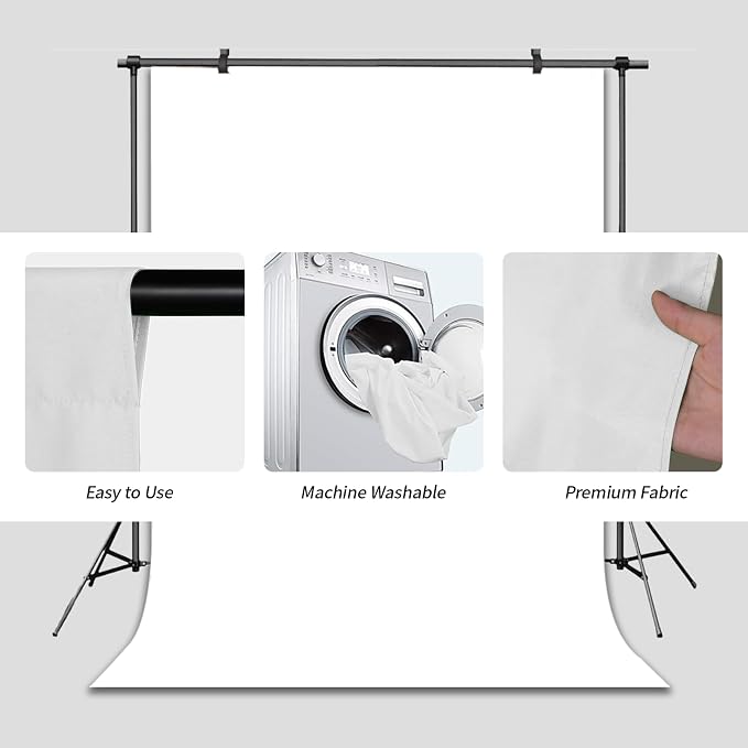 White Photo Backdrop for Photoshoot Solid Color Background 8x10 ft | Photography Studio Photobooth Curtain for Headshot, Homestudio, Portrait, Video, Meeting, Easy to Install, Washable Fabric - Image 6