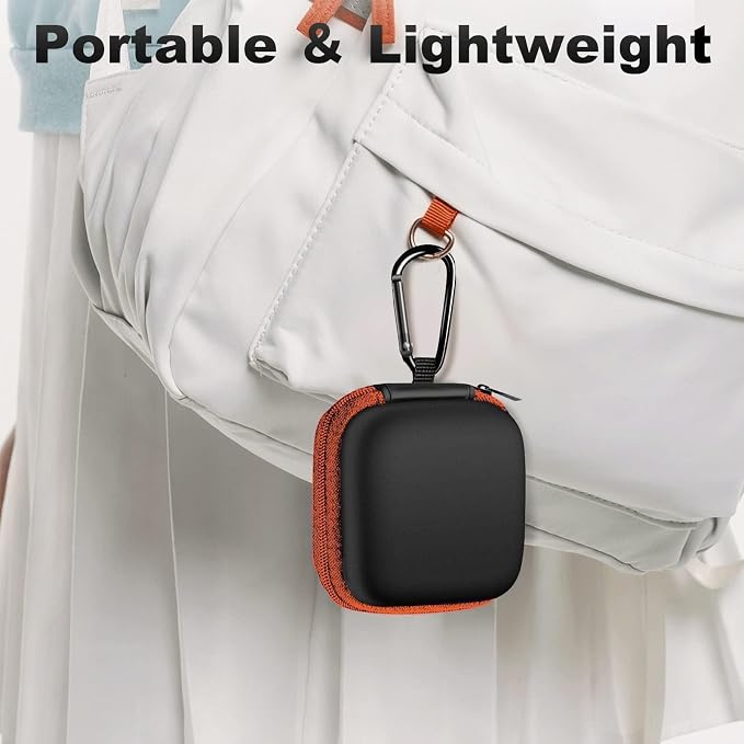 Square Earbud Case Portable EVA Carrying Case Storage Bag Cell Phone Accessories Organizer with Carabiner for Earphone, Earbud, Earpieces, SD Memory Card, Camera Chips, Tech Pouch, Orange1 - Image 7