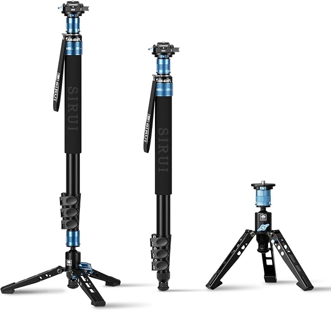 SIRUI AM-404FL+QC-55 Aluminum Camera Monopod with Feet, QR Plate | 75.8" Height, 33LB Load, Quick Release Plate, Sony, Canon, Nikon, DSLR, Mirrorless Camera, Lightweight by SIRUI