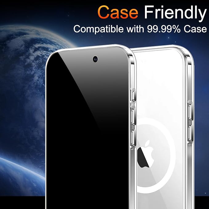 TZGZT Privacy Screen Protector for iPhone 17, Tempered Glass, Case Friendly | 3 Pack, 9H+ Military Grade Shatterproof, Anti-Scratch, HD, Easy Installation, Bubble Free, Dynamic Island Compatible - Image 7
