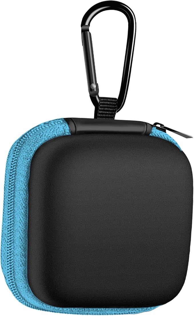 Square Earbud Case Portable EVA Carrying Case Storage Bag Cell Phone Accessories Organizer with Carabiner for Earphone, Earbud, Earpieces, SD Memory Card, Camera Chips, Tech Pouch, Blue1 by Woyinger