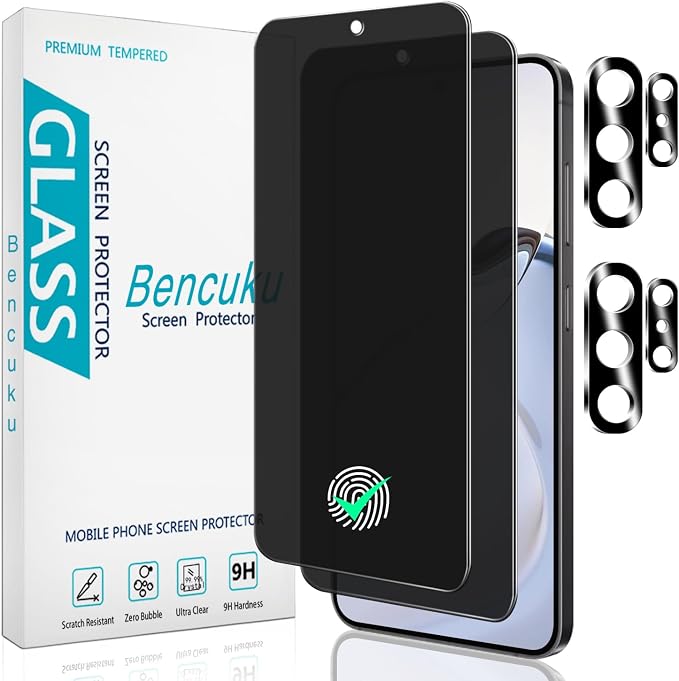 Privacy Screen Protector for Galaxy S26 Ultra Tempered Glass | Fingerprint ID Compatible, Anti Spy, Anti Scratch, Bubble Free, 2 Pack by Bencuku