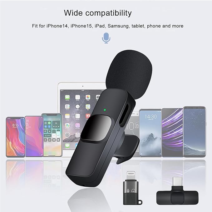Professional Wireless Lavalier Microphone for iPhone, iPad, Android Phone, Mini Microphone, Wireless Lapel Mic for Video Recording, Interview Podcast Vlog YouTube Tiktok for Content Creators - Image 2