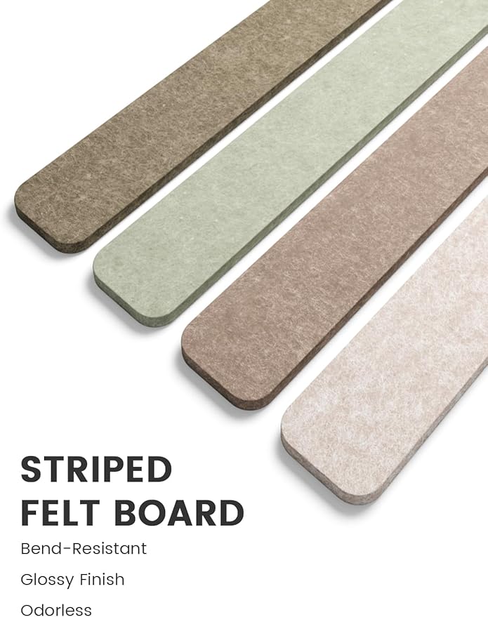 Fluxynara 13" x 2" Felt Wall Panels, Linen Dusk | 5-Pack Includes 35 Push Pins and Adhesive Tabs for Photos, Notes and Decor in Bedroom Doors, Home Office or Studios - Image 3