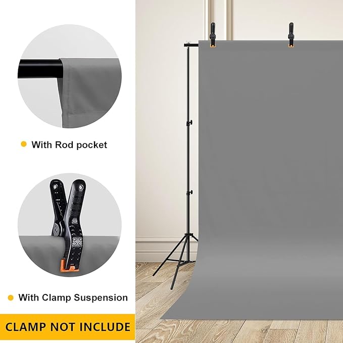 CPLIRIS 10x20ft Grey Backdrop for Photography, Dual-Size Dual-Pocket Design Photo Booth Background for Portrait Photoshoot, Party and Video with Both Options of 10 feet and 20 feet in Width - Image 5