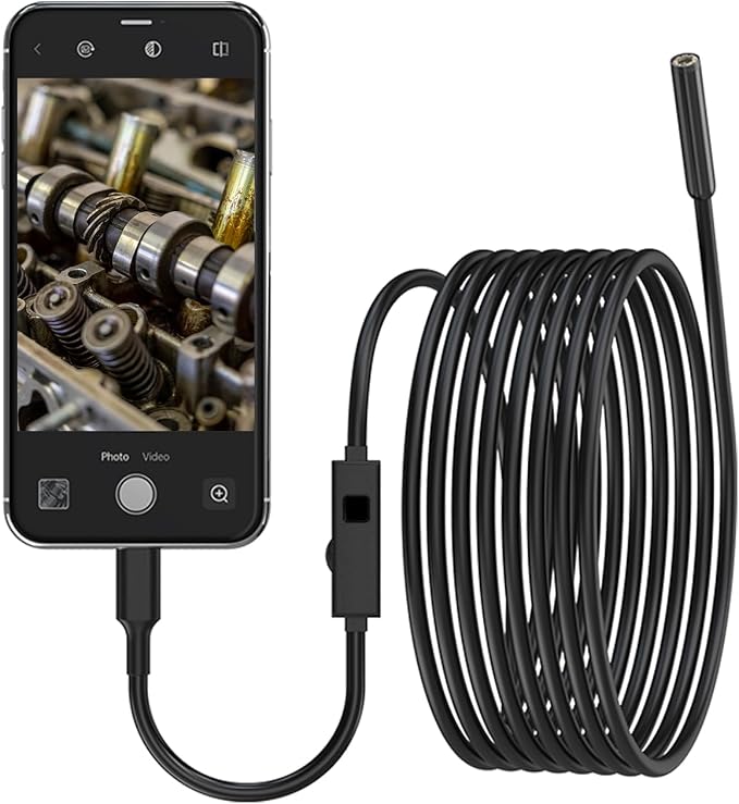 1920P HD Dual Lens Endoscope Camera Semi-Rigid Snake Cable IP67 Waterproof 8LED Lights Dimmable HD Industrial Pipeline Inspection Probe Compatible with Smartphones Endoscope Camera (16.4ft) by LAUREII