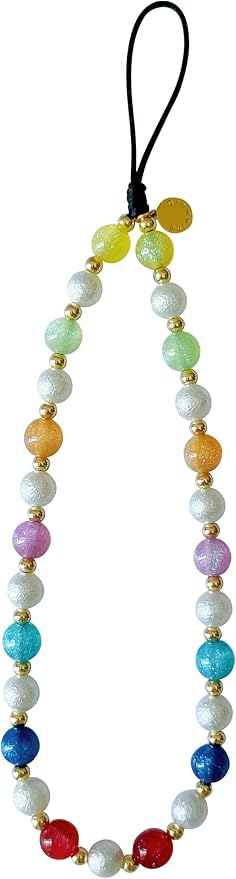 Drawwind Phone Charm Beaded Wristlet Strap Universal Cell Phone Lanyard Cute Bracelet Wrist Strap Beaded Chain String Handmade Accessories for Case Camera Bags (Rainbow Color) by Drawwind