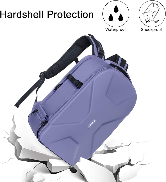MOSISO Camera Backpack, DSLR/SLR/Mirrorless Photography Camera Bag | 15-16 inch Waterproof Hardshell Case with Tripod Holder&Laptop Compartment Compatible with Canon/Nikon/Sony, Lavender Gray - Image 4