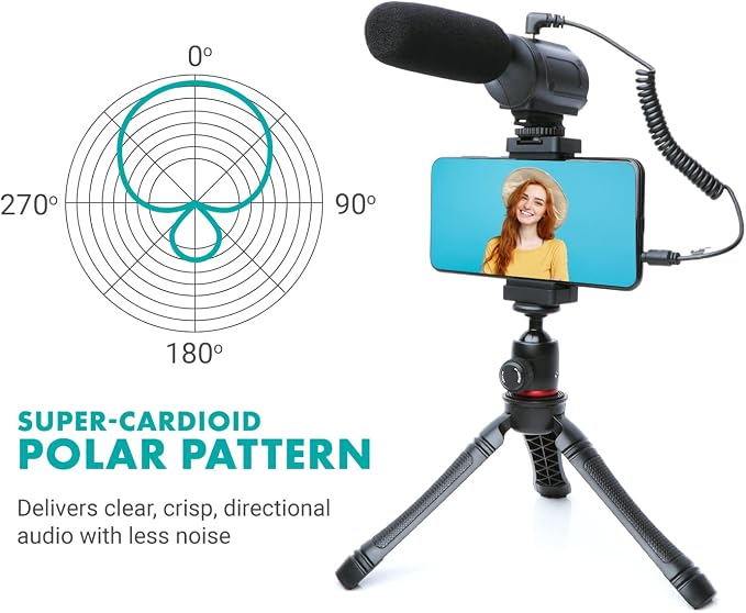 Movo uVlogger- Android/USB-C Compatible Vlogging Kit Smartphone Video Kit Accessories: Tripod, Mount, LED Light and Cellphone Shotgun Microphone for Video Recording for YouTube, Vlog - Image 5
