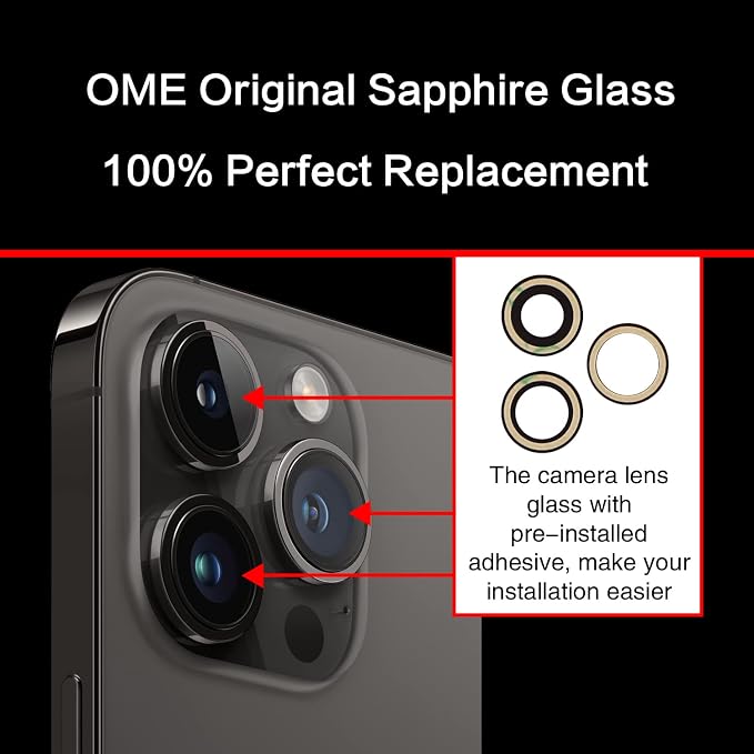 ASDAWN Back Rear Camera Lens Glass Replacement for iPhone 14 Pro Max 6.7 Inches with Pre-Installed Adhesive, ASDAWN Back Camera Lens Glass kit with Installation Manual + Repair Tool Set - Image 4