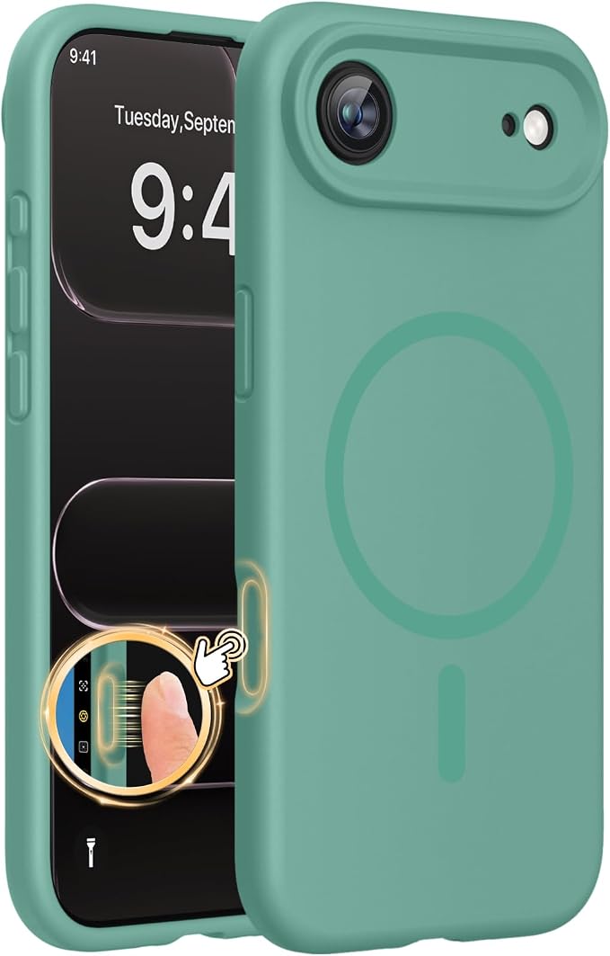miracase Magnetic for iPhone Air Case, Compatible with MagSafe, Integrated Silicone Camera Control Cover, 3.0mm Thicken Shockproof Drop Protection Phone Case for 17 Air,Midnight Green by Miracase