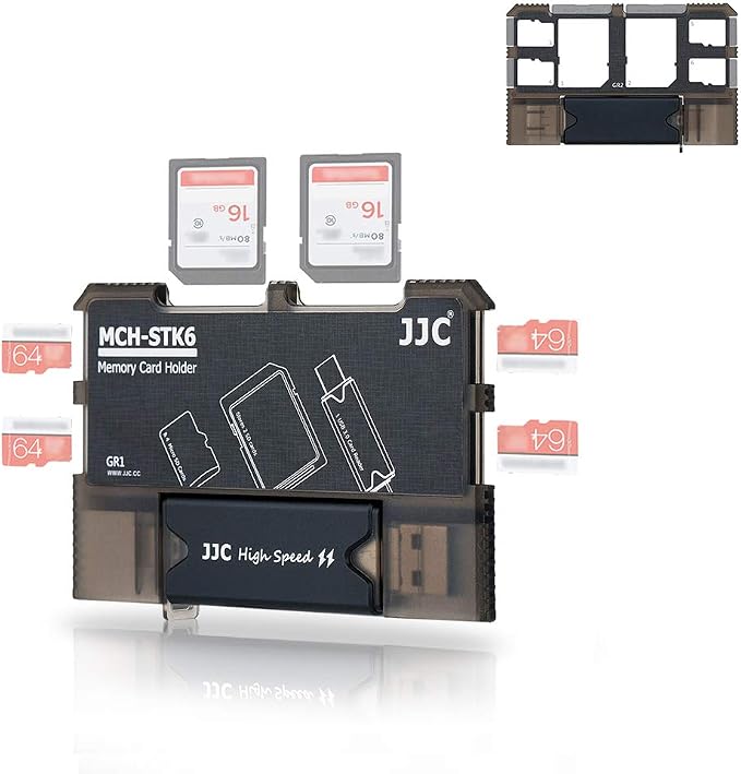 Micro SD Card Holder and SD Card Case, Memory Card Storage Organizer with USB Reader (Type C USB 3.0 Micro 2.0) for Micro SD, Micro SDHC, Micro SDXC,SD, SDHC, SDXC, MMC, RS MMC Card by JJC
