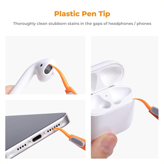 K&F CONCEPT Multifunctional Lens Cleaning Kit for Bluetooth Earphones | Cleaning Pen,Cleaning Stripper X3,Flocking Sponge X3,Soft Brush Head,Chamois Carbon Head,Aluminum Alloy Pen Body,MP02 - Image 3