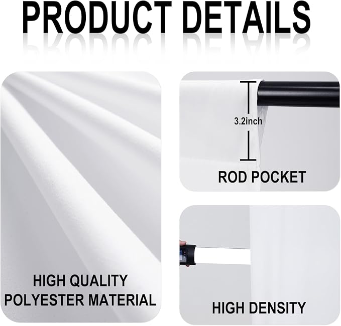 GFCC 7.5FTx10FT White Backdrop Background for Photography Photoshoot | Non-Reflective, Wrinkle Resistant, Easy Hang, Multipurpose Screen for Studio Photo Booth, Video Recording, Portrait, Party - Image 3