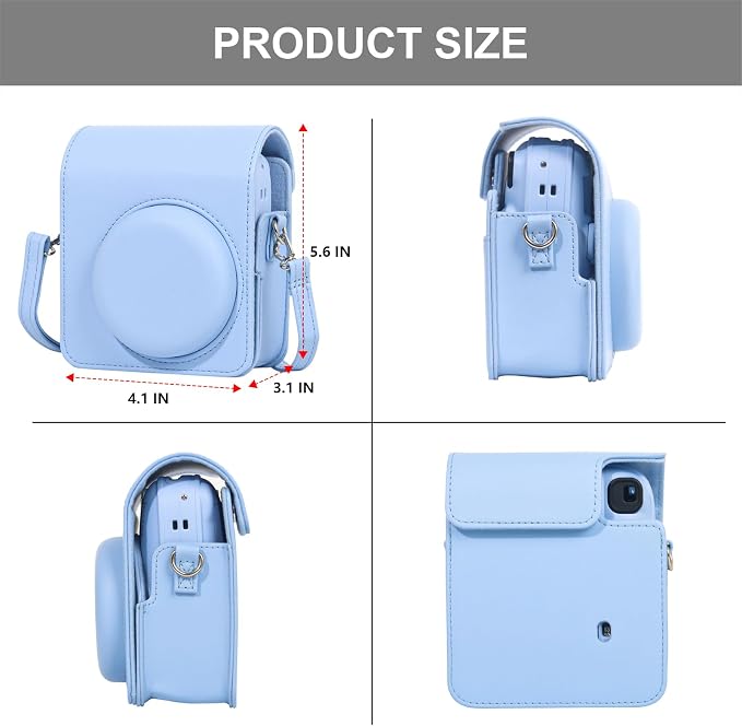 CAIYOULE Camera Case for Fujifilm Instax Mini 13 Instant Film Camera, Blue | Mini 13 Protective Camera Case, PU Leather Camera Crossbody Bag for Instax Mini 13, with Photo Album, Adjustable Strap - Image 3