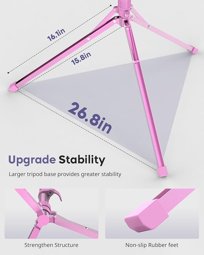 Aureday Phone Tripod, 92" Cell Phone Stand with 15" Gooseneck, Remote and Phone Holder, Overhead & Selfie Stick for Recording/Watching/Vlog, Compatible with iPhone Android, Pink - Image 4