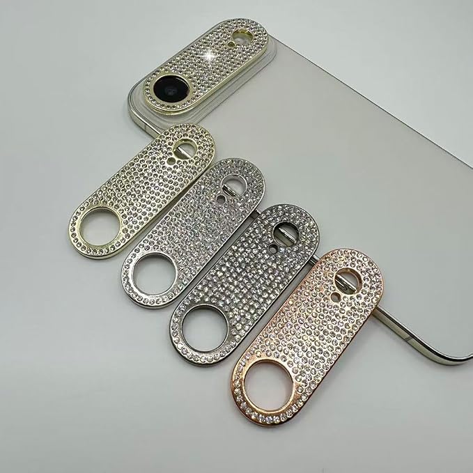 2 Pack Glitter Camera Lens Cover Protector for iPhone 17 Air-Gold，Metal Bling Diamond Camera Lens Cover Sticker Protector (for iPhone 17Air-Gold) - Image 2