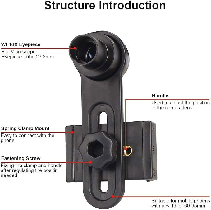 Smartphone Camera Adapter for Microscope Eyepiece Tube 23.2mm - Built-in 16X Microscope Eyepiece - Image 3