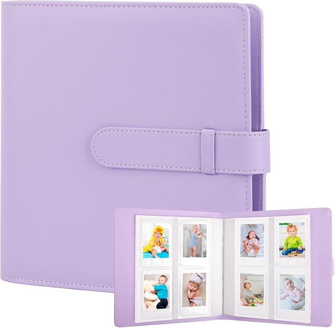 Veicevol 256-Pocket 2x3 Photo Album for Instax Mini and Polaroid, Purple | PU Leather Cover Keeps, Fits Instax Mini and Polaroid 2x3 Photos, Protects Travel, Wedding and Family Memories by VEICEVOL