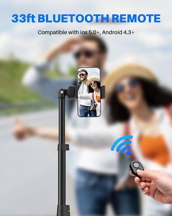 67" Phone Tripod, MIIASI Extendable Tripod for iPhone, Selfie Stick with Remote and Phone Holder, Compatible with iPhone/Android/Camera, Light Stand - Image 6