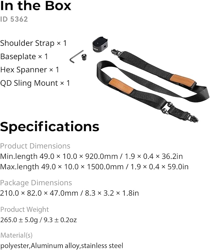 SmallRig Weight-Reducing Shoulder Strap Compatible with Sling Handle for DJI, Gimbal Belt with Upgraded QD Buckles for RS 4 / RS 4 Pro/RS 4 Mini/RS 3 / RS 3 Pro/RS 3 Mini/RS 2 - Black - Image 9
