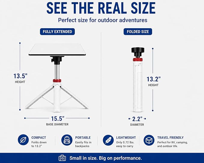 Portable Starlink Mini Tripod Stand, 0.72 lb Lightweight Ground Mount | Ultra-Light, Packable, Wind-Resistant, Aviation Aluminum, Anti-Slip Feet, for Backpacking RV Travel - Image 5