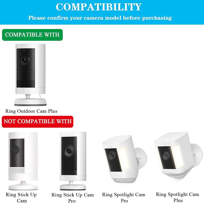 2Pack Sun Rain Shade Camera Cover Compatible with Ring Outdoor Cam Plus,Outdoor Camera Shield Cover Weatherproof,UV and Rain Resistant Shade,Anti Glare,Easy to Install - White - Image 2