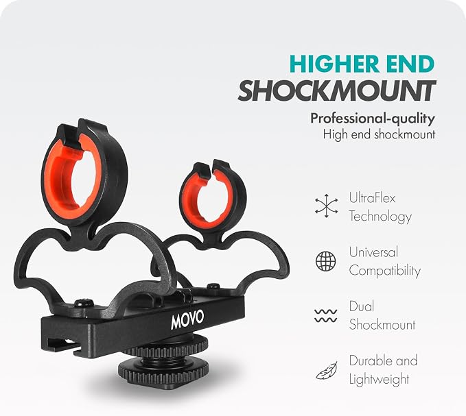 Movo SM6 Ultraflex Premium Shockmount for Shotgun Microphones – Compatible with Rode NTG Series, Sennheiser MKE600, Audio-Technica AT875R, and More - Image 2
