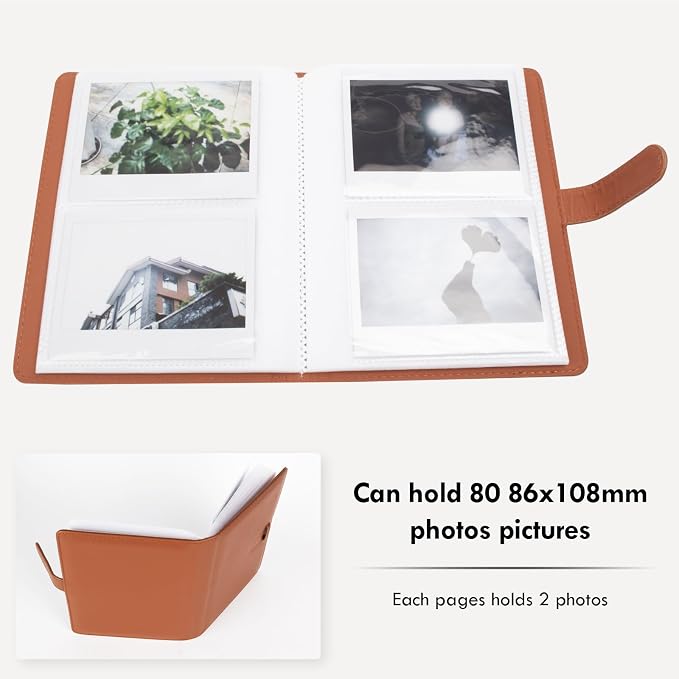 Rieibi Photo Album for Fujifilm Instax Wide210/Wide300/Wide400 Camera, 3.4x4.3 Inch Wide Film 80 Pockets PU Leather Photo Frame for Instax Wide 400 Album, Album for Instax Wide series - Image 3