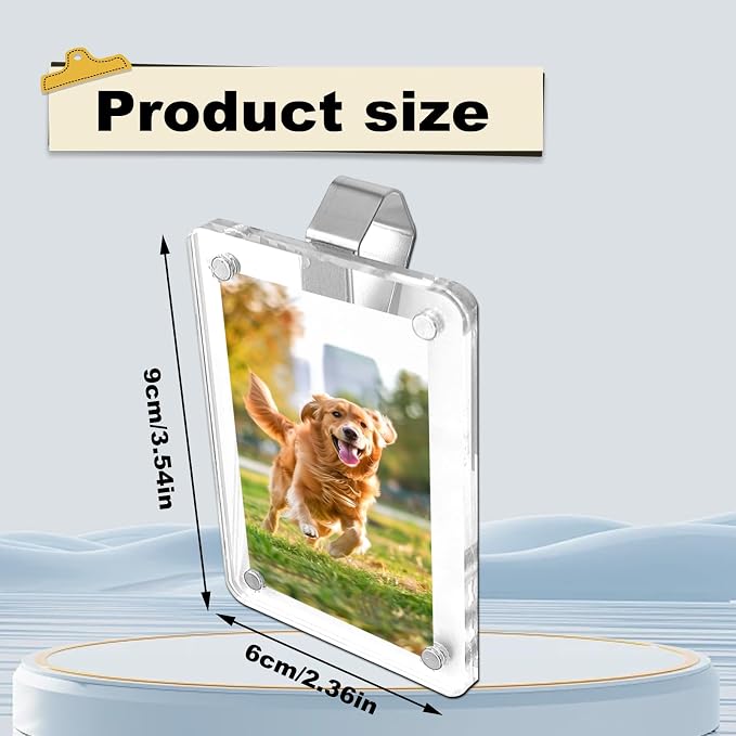 1Pcs Car Sun Visor Photo Holder, Magnetic 2.36"x3.54" Car Visor Photo Clip, Personalized Picture Frame for Cars, Horizontal & Vertical Photo Display Clip for Adding Family or Personal Photos - Image 2