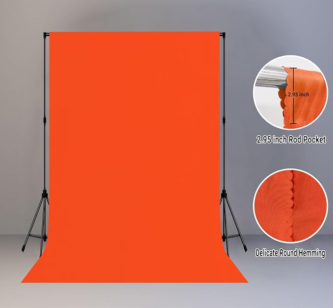 Orange Photography Backdrop for Photoshoot, Fabric 6x9ft | Polyester Studio Photo Backgrounds, Non Reflective, Easy to Hang, for Portrait Shoot, Product, Party Decor, Video Creation - Image 2