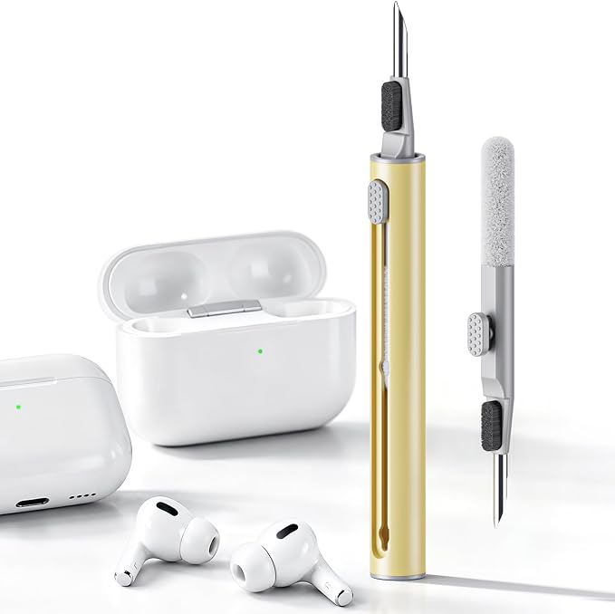 Hyashee Cleaner Kit for Airpods Pro 1 2 3 Multi-Function Cleaning Pen with Soft Brush Flocking Sponge for Bluetooth Earphones Case Cleaning Tools (Yellow) by HyasheeDesignforElectronics
