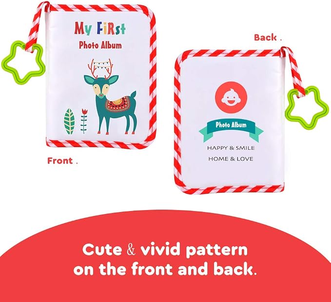 Baby Photo Album, My First Photo Album for Baby & Toddler, Red | 17 Photo Slots(4×6"), Soft Anti-Scratch Edges, Shatterproof Safety Mirror, Star Hanging Hook, Family Memory Keepsake Book - Image 5