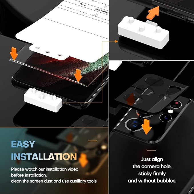 TAURI [Designed for Samsung Galaxy S21 Ultra 5G, 2 Pack Flexible TPU Screen Protector + Camera Lens Protector, Support Fingerprint Unlock, Easy Installation, Bubble Free] - Image 6