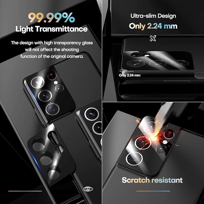 TAURI [Designed for Samsung Galaxy S21 Ultra 5G, 2 Pack Flexible TPU Screen Protector + Camera Lens Protector, Support Fingerprint Unlock, Easy Installation, Bubble Free] - Image 4