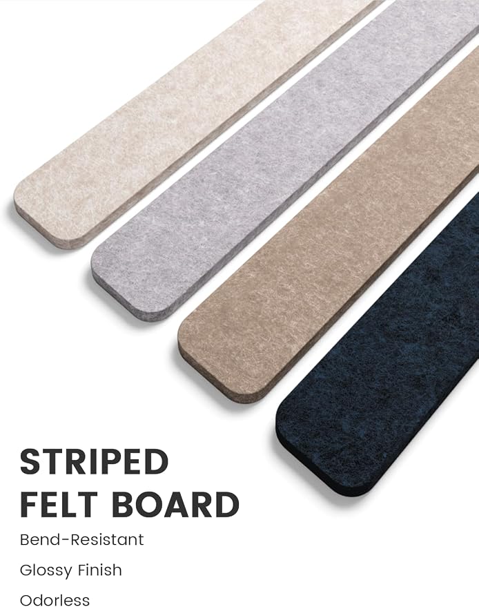 Fluxynara 13" x 2" Felt Wall Panels, Nordic Slate | 8-Pack Includes 50 Push Pins and Adhesive Tabs for Photos, Notes and Decor in Bedroom Doors, Home Office or Studios - Image 3